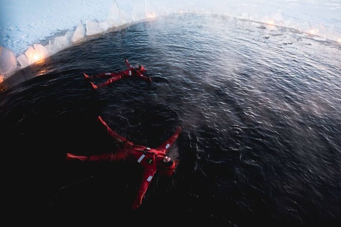 Aurora Arctic Ice Floating in Rovaniemi, Small-group - Getting ready for an icy hole in the lake
