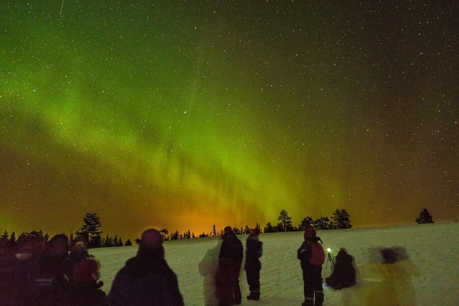 Auroras Northern Lights in Saariselka - The tepee, fire, and barbecue