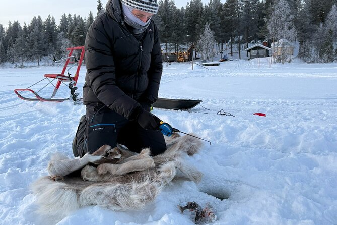 Authentic Reindeer Experience and Ice Fish with Lunch in the Wild - Trying the old Lappish method of ice fishing