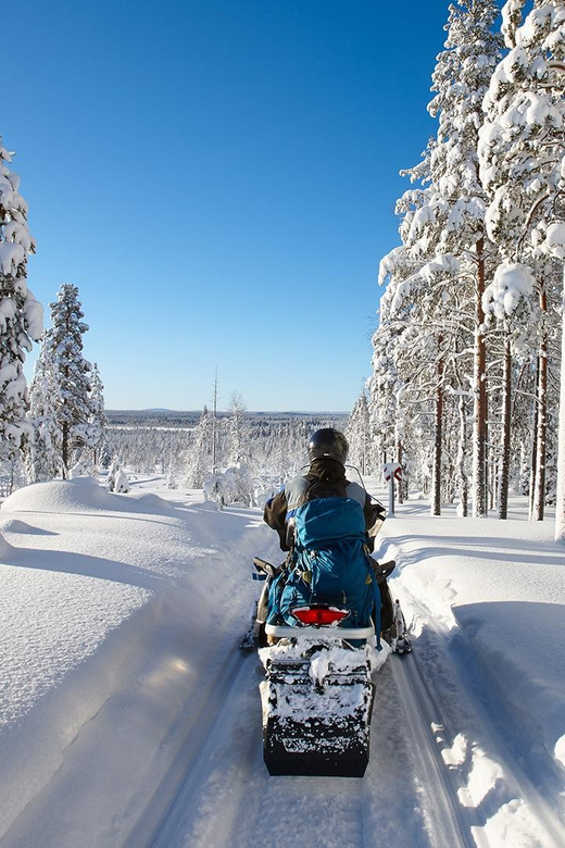 From Rovaniemi: 2-Hour Snowmobile Safari - Following the guide across frozen rivers