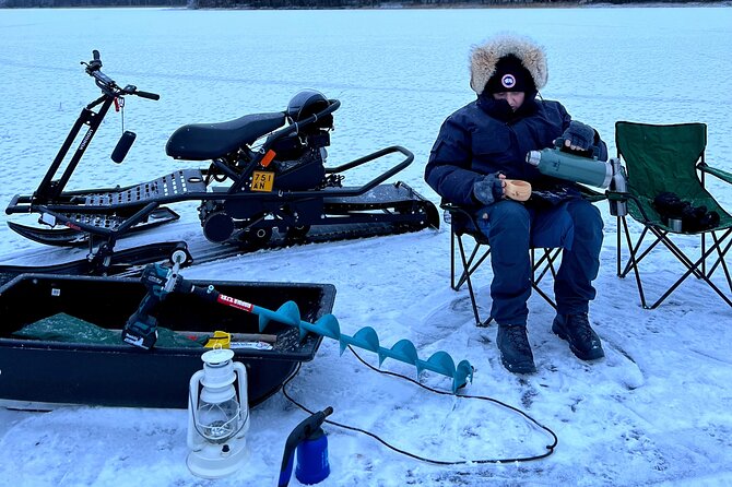 "ICEBREAKER" Ice Fishing VIP Private Tour - Lunch in a glass igloo beside an open fire