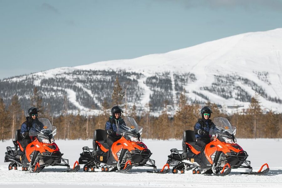 Levi: Easy Snowmobile Safari into the Nature - The hot drink stop on the frozen lake