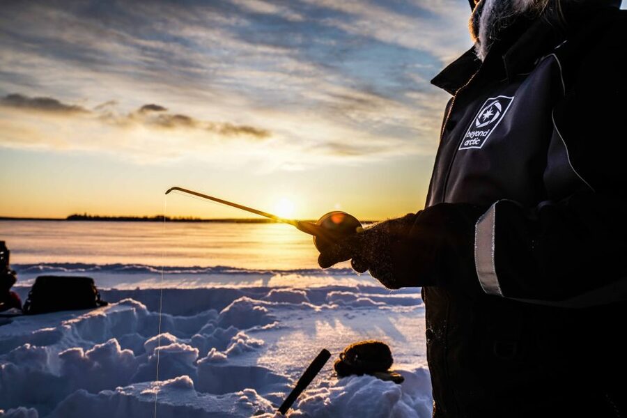 Levi: Ice Fishing on a Frozen Lake - From central Levi to the frozen lake