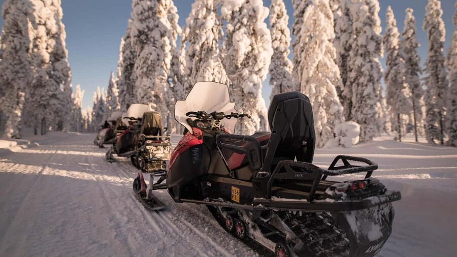 Levi: Snowmobile Safari to the Levi Nature - From the van to Levi’s snowy countryside