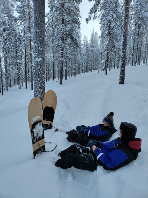 Levi: Snowsurfing Adventure with Snowshoe Hike - Riding through untouched powder