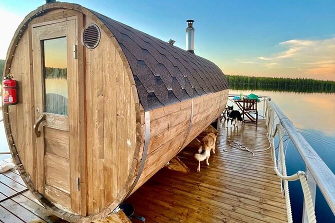 Private Traditional Finnish Sauna Boat Scenic River Cruise - Lake swimming beneath the Arctic sky