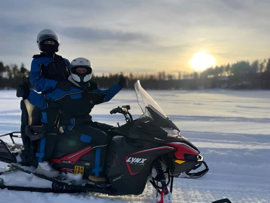 Rovaniemi: Guided Wilderness Snowmobile Safari & Barbeque - The first 30-minute ride across the frozen lake