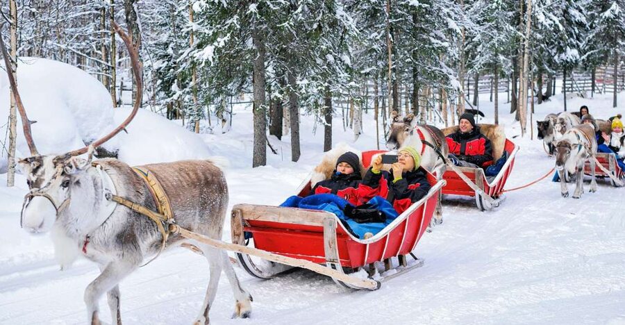 Rovaniemi: Reindeer Sleigh Ride with Hot Drink and Cookies - Leaving Rovaniemi for a working reindeer farm