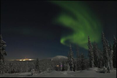 Searching for the northern lights with snowshoes