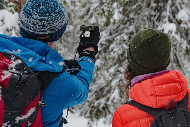 Snowshoeing Adventure with Ice-Fishing, Fire and Survival - Fire building and the camp beside the ice