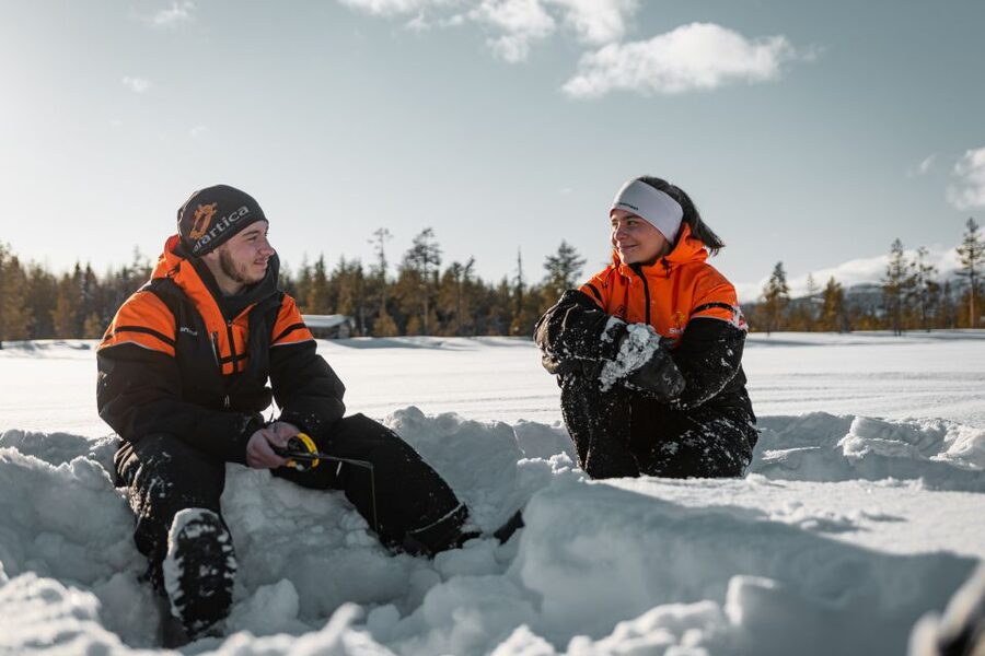 Ylläs: Snowmobile Adventure with Ice Fishing - Learning ice fishing without false promises
